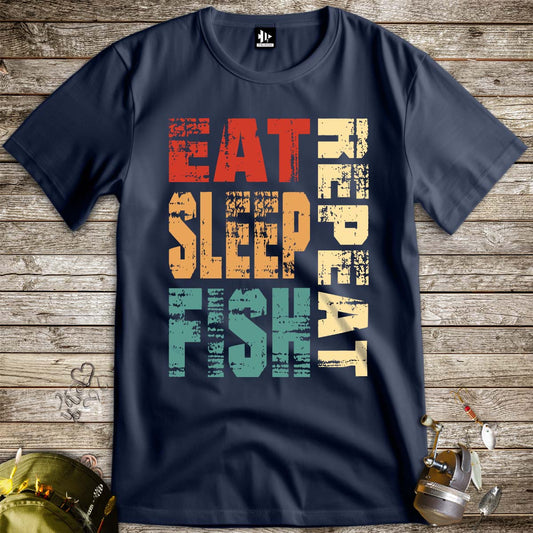 Eat Sleep Fish Repeat Tee-funny fishing t shirt-FISH-ROOM LLC