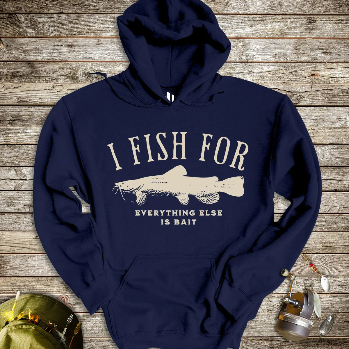 Navy, I Fish for Catfish; Everything Else Is Bait Hoodie – fish-room