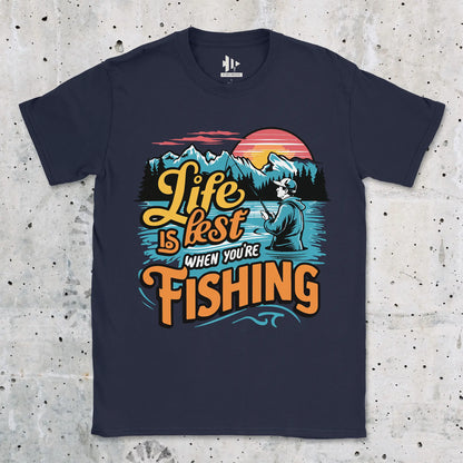 Navy, Life is Best When You are Fishing  Tee – fish-room