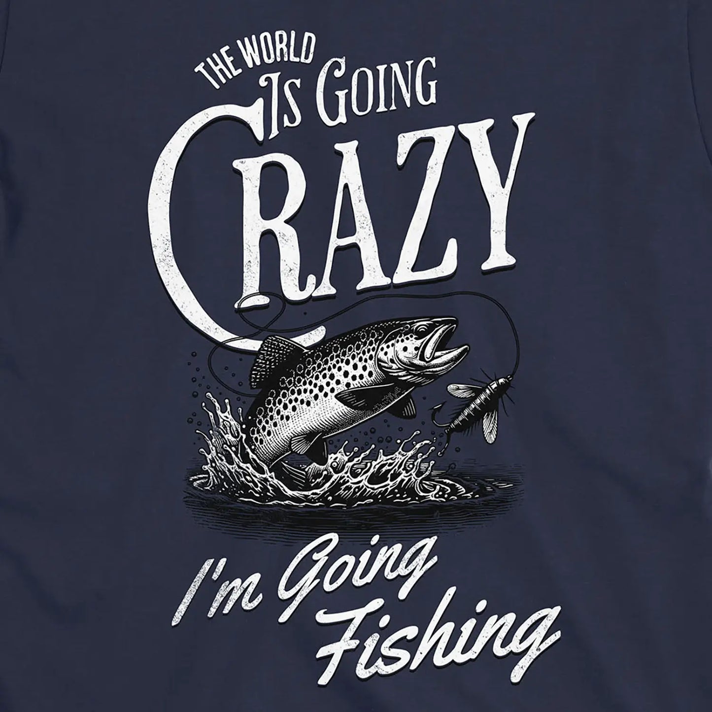 Navy, The World Is Going Crazy Tee – fish-room