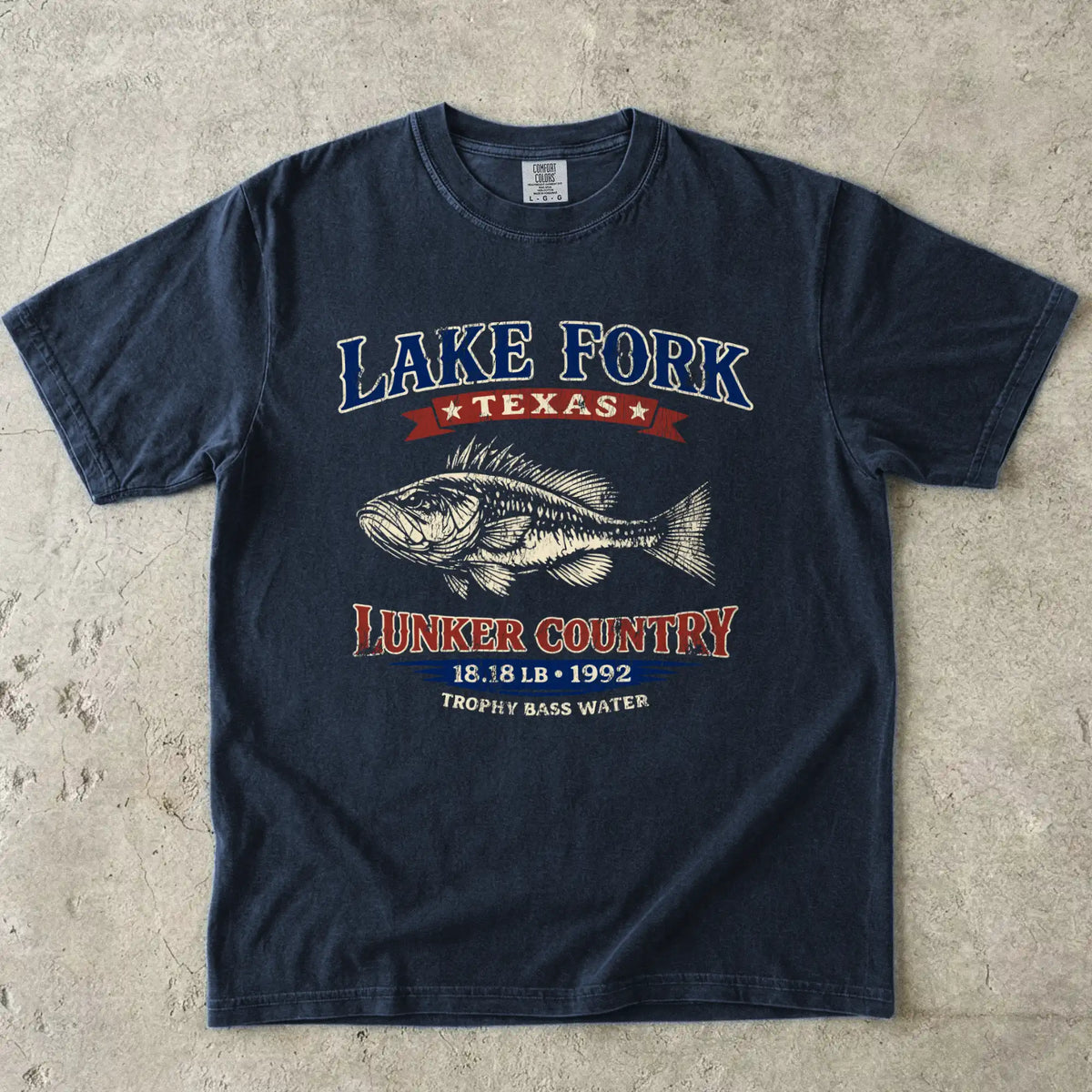 Navy, Lake Fork Record Bass Tee – fish-room