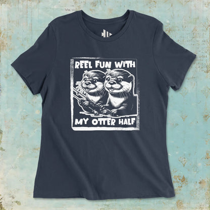 Navy, Reel Fun with My Otter Half Ladies’ Tee – fish-room