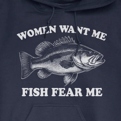 Navy, Women Want Me Fish Fear Me Hoodie – fish-room