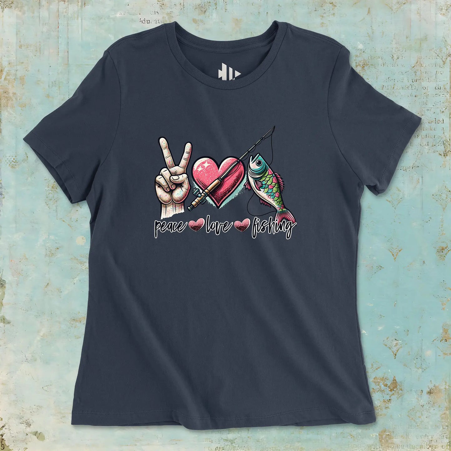 Navy, Peace Love Fishing Ladies’ Tee – fish-room