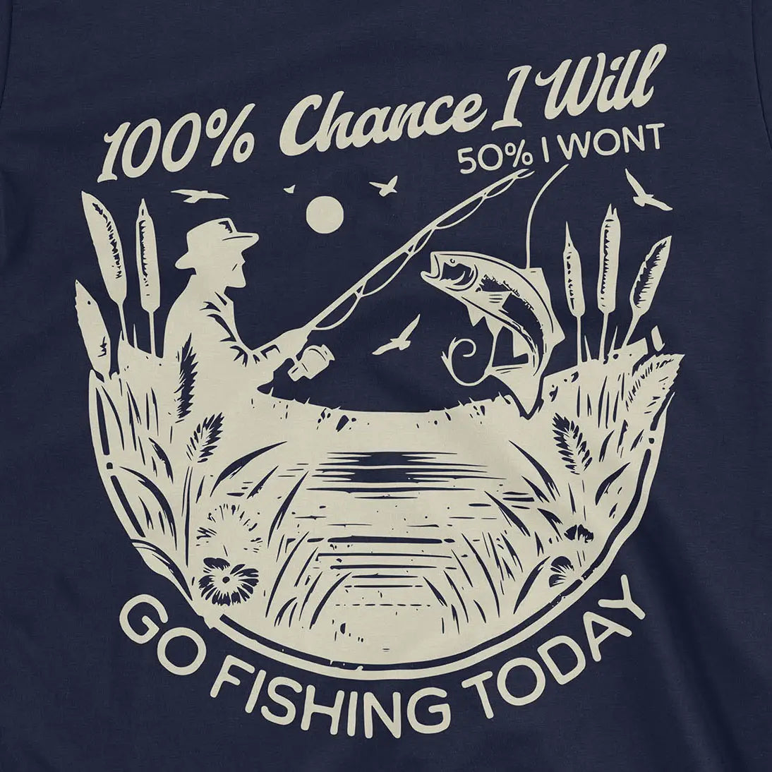 100% Fishing Day Tee Navy T-Shirt