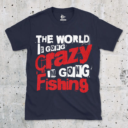 Navy, The World Is Going Crazy, I'm Going Fishing Tee – fish-room