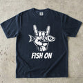 Navy, Fish On – Rock Hand Fishing Tee – fish-room