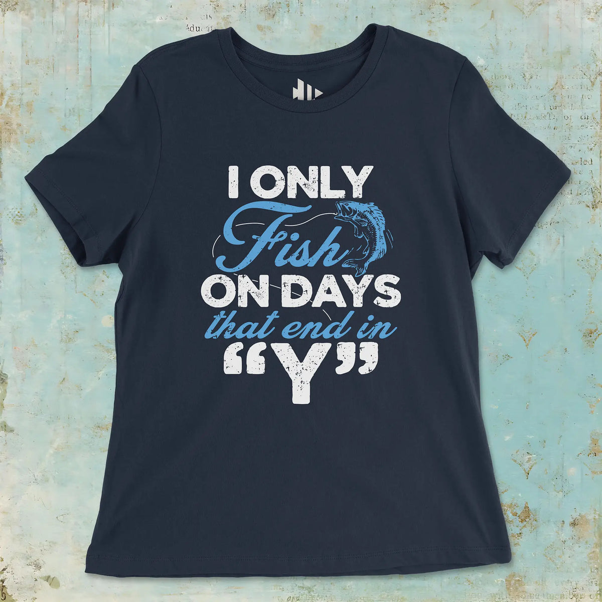 Navy, ‘Y’-Day Fishing Ladies’ Tee – fish-room