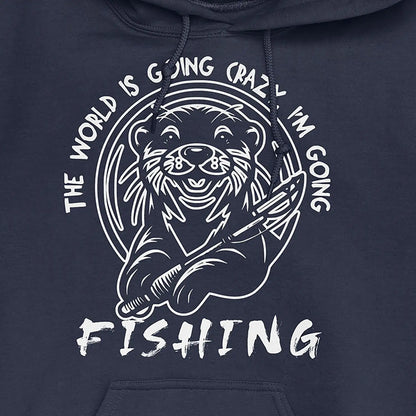 Navy, The World is Going Crazy, I'm Going Fishing Hoodie – fish-room
