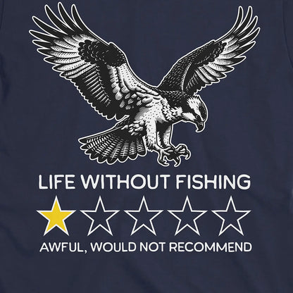 Navy, Life without fishing: One-star review Tee – fish-room