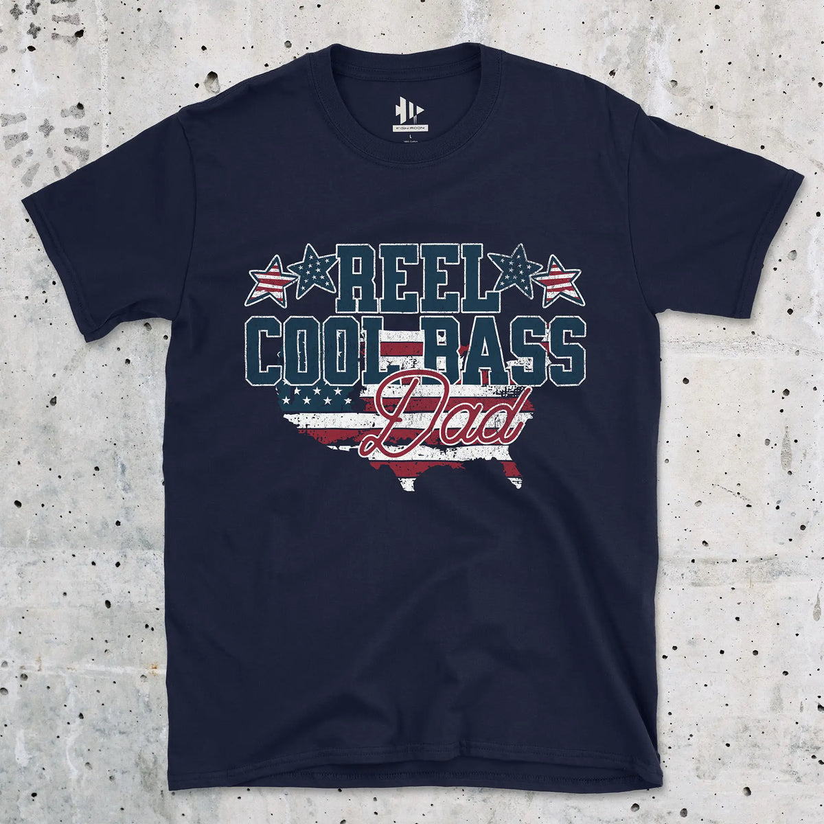 Navy, Reel Cool Bass Dad Tee – fish-room
