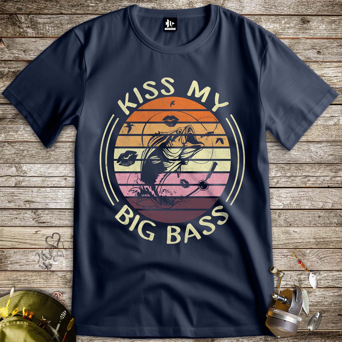 Kiss My Bass Tee-funny fishing t shirt-FISH-ROOM LLC