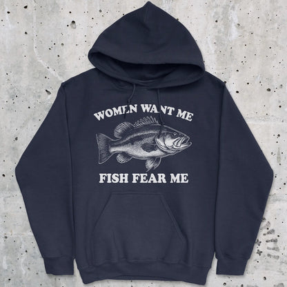 Navy, Women Want Me Fish Fear Me Hoodie – fish-room