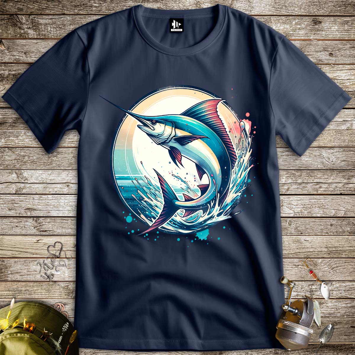 Swordfish Ocean Sunset Tee-funny fishing t shirt-FISH-ROOM LLC