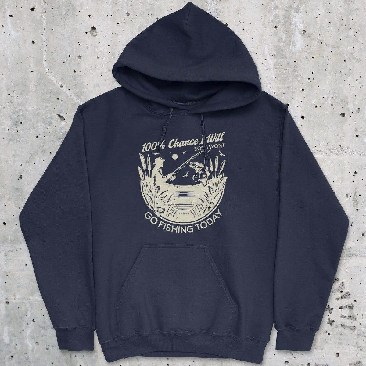 Navy, 100% Fishing Day Hoodie – fish-room
