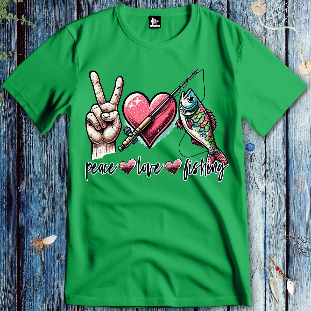 fish-room llc T-Shirt Irish Green / S Peace Love Fishing T-Shirt