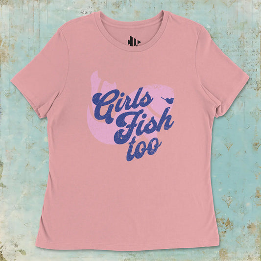 Pink, Girls Fish Too Ladies’ Tee – fish-room