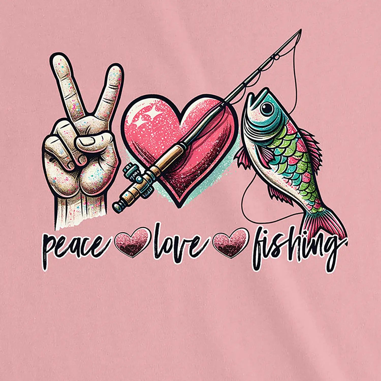 Pink, Peace Love Fishing Ladies’ Tee – fish-room