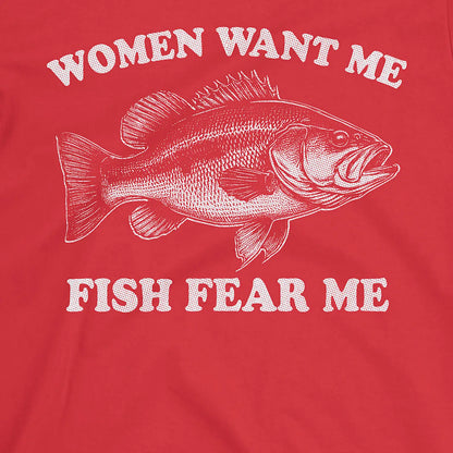Red, Women Want Me Fish Fear Me Tee – fish-room