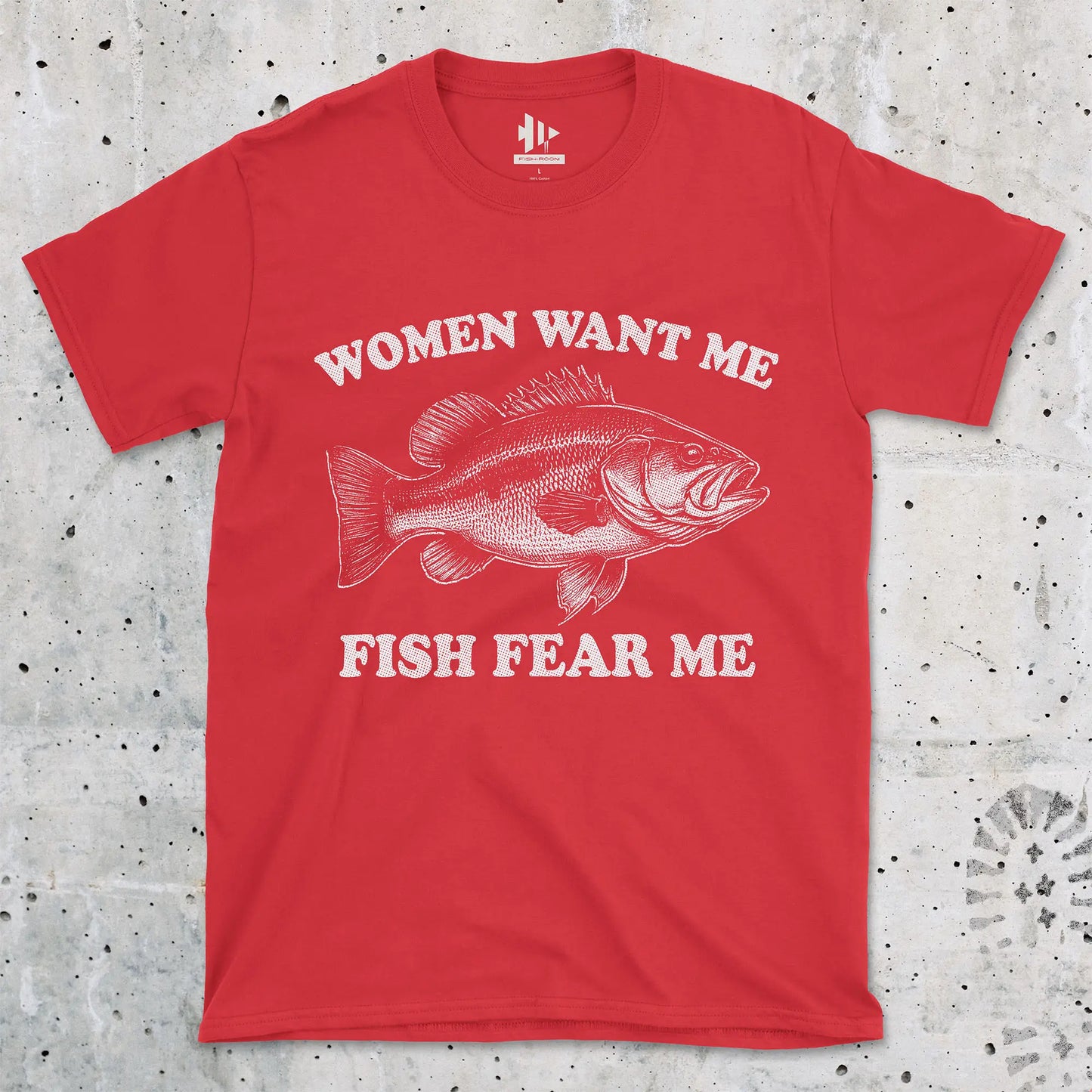 Red, Women Want Me Fish Fear Me Tee – fish-room