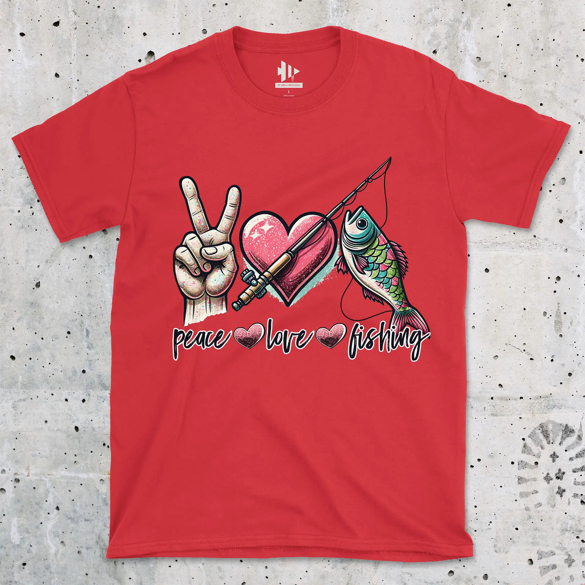 Red, Peace Love Fishing Tee – fish-room