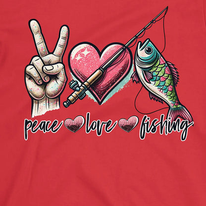 Red, Peace Love Fishing Tee – fish-room