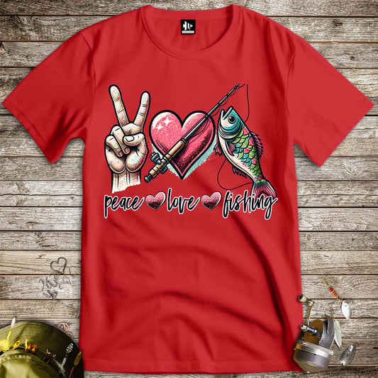 Peace Love Fishing Tee-funny fishing t shirt-FISH-ROOM LLC