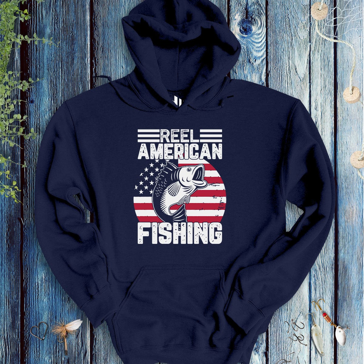 fish-room llc Hoodie Navy / S Reel American Fishing Hoodie