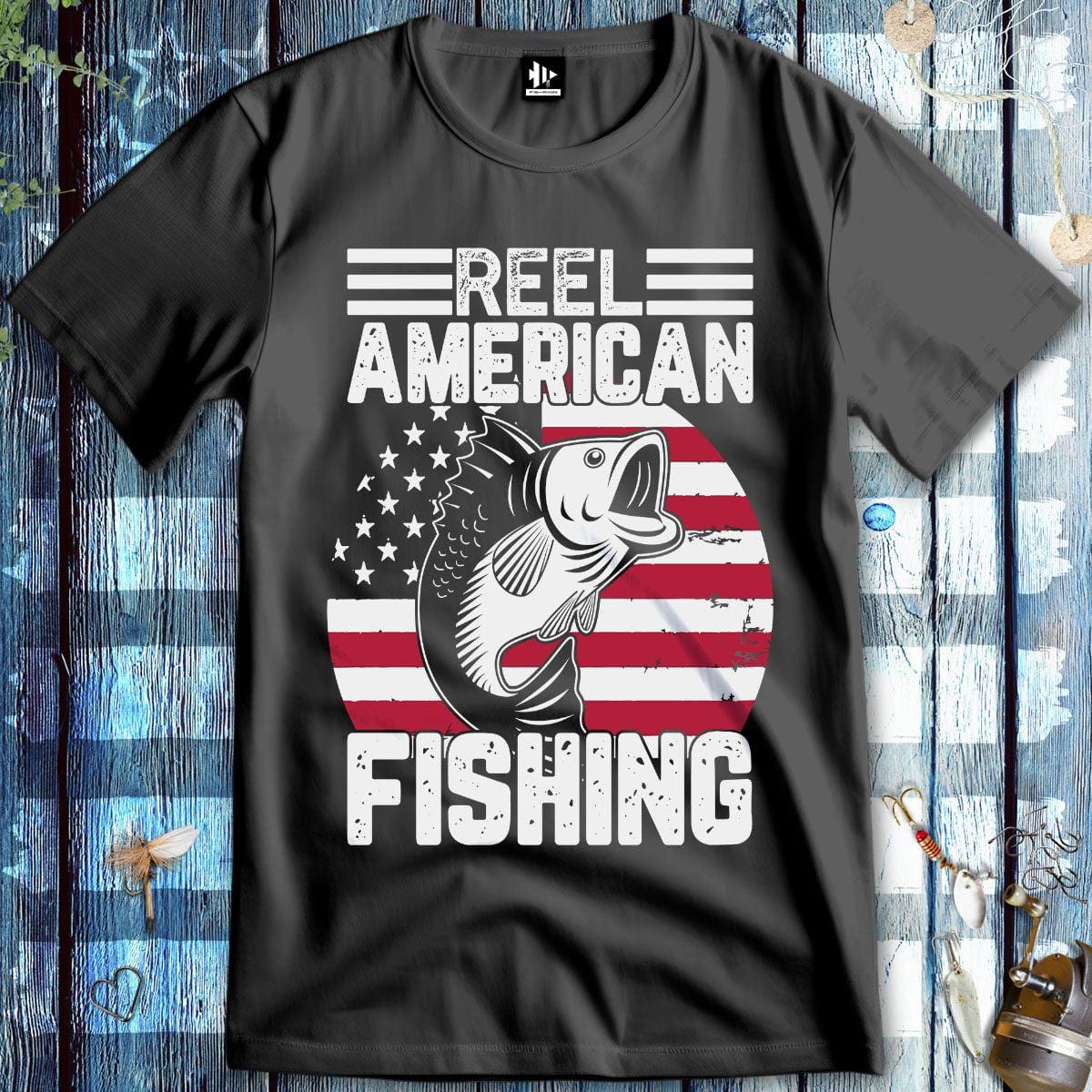 fish-room llc T-Shirt Dark Heather / S Reel American Fishing T-Shirt