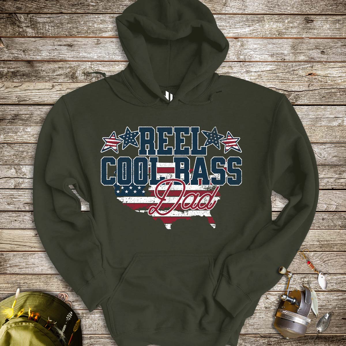 Reel Cool Bass Dad Hoodie - FISH - ROOM LLC