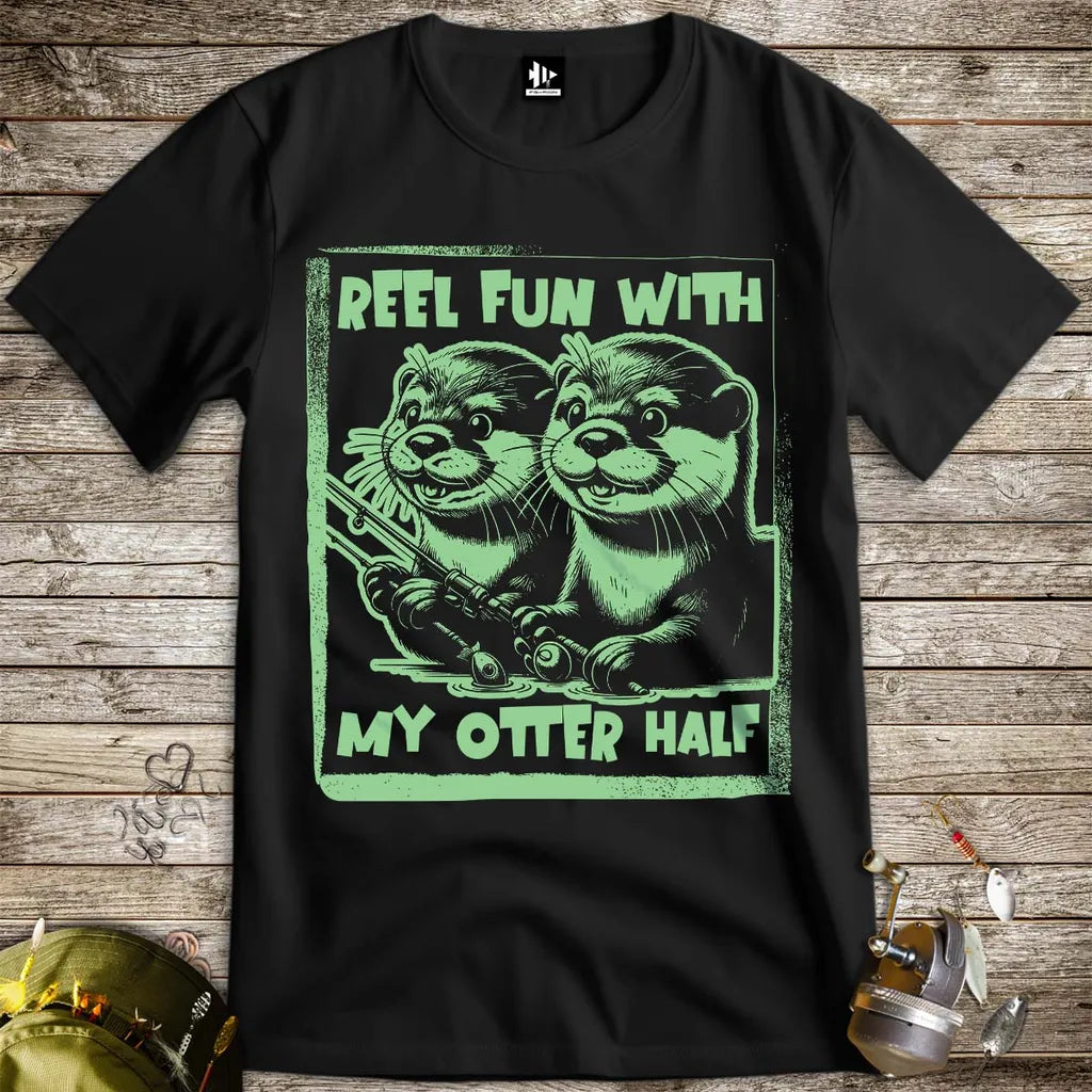 Reel Fun with My Otter Half Tee Black T-Shirt