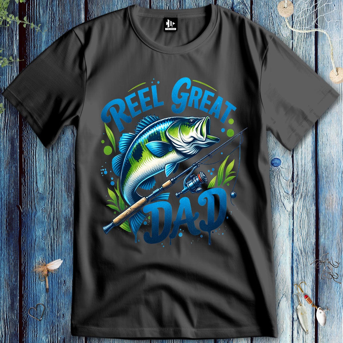 fish-room llc T-Shirt Dark Heather / S Reel Great Dad  T-Shirt