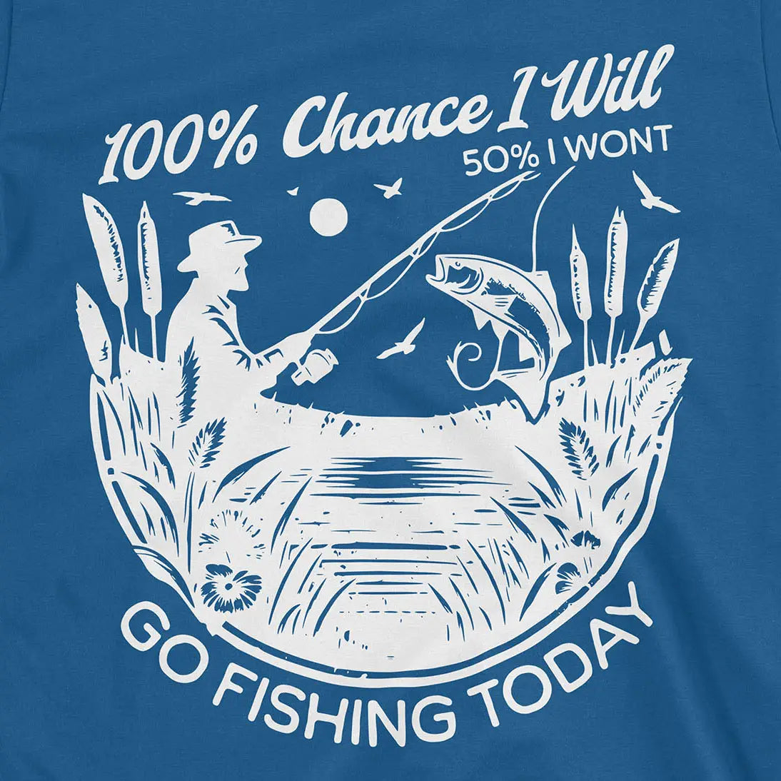 100% Fishing Day Tee Royal T-Shirt