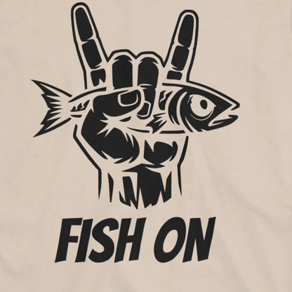 Sand, Fish On – Rock Hand Fishing Tee – fish-room