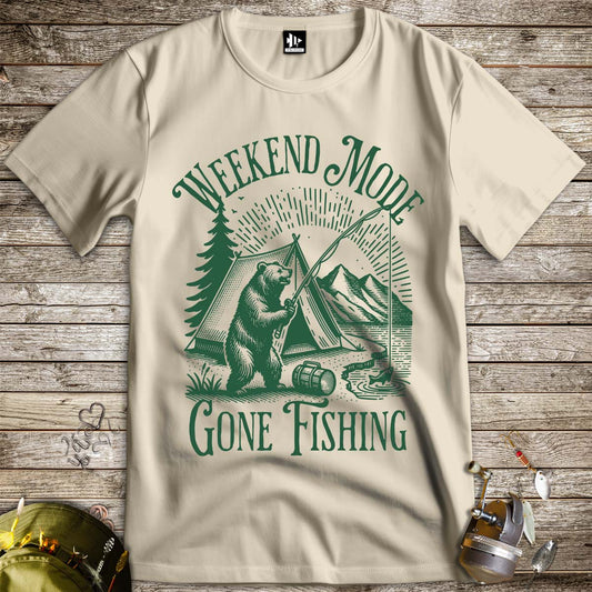 Weekend Mode: Gone Fishing Tee-funny fishing t shirt-FISH-ROOM LLC