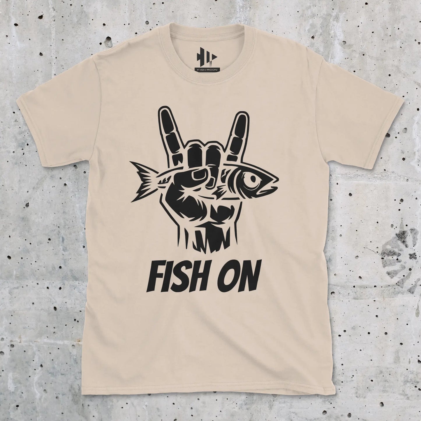 Sand, Fish On – Rock Hand Fishing Tee – fish-room
