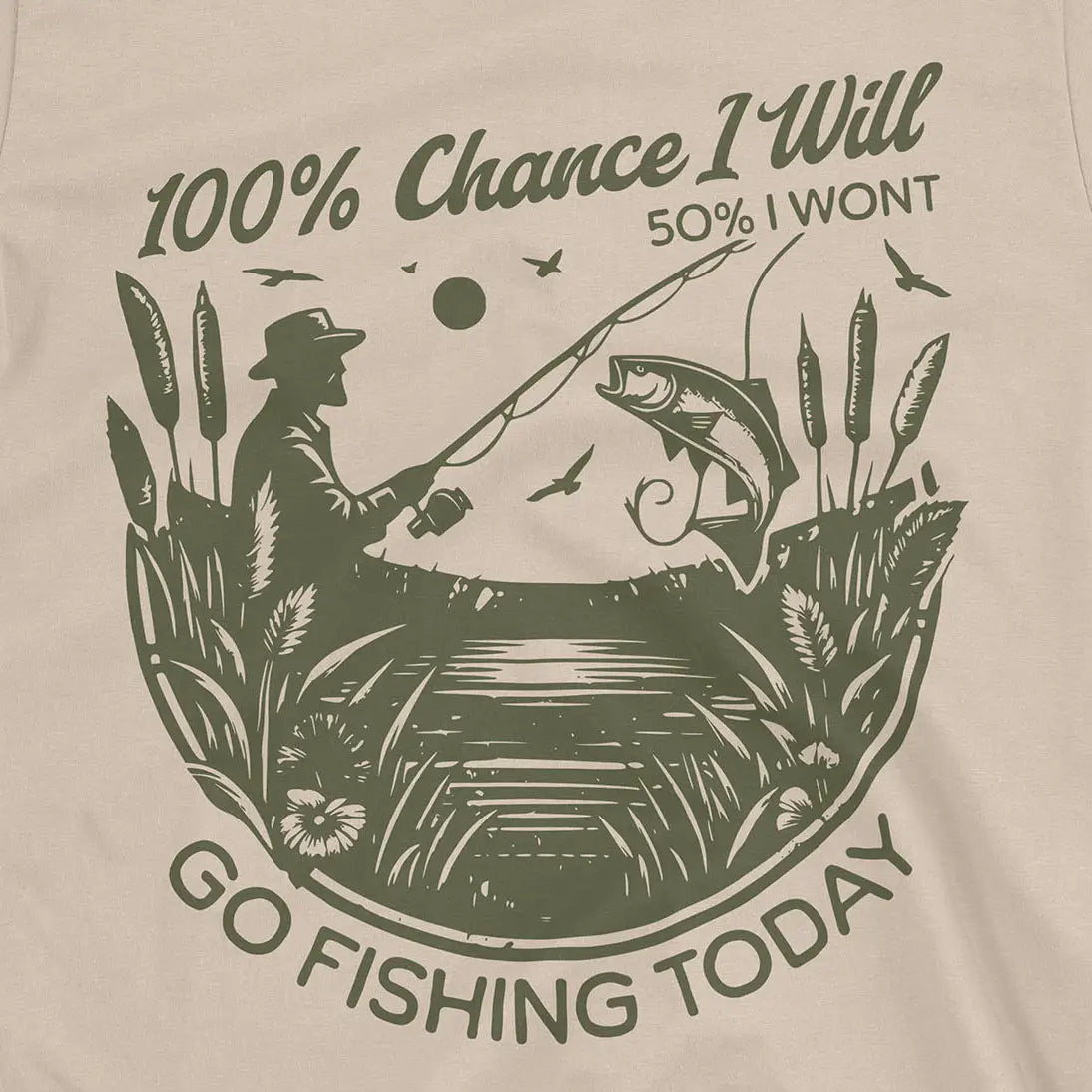 100% Fishing Day Tee Sand T-Shirt