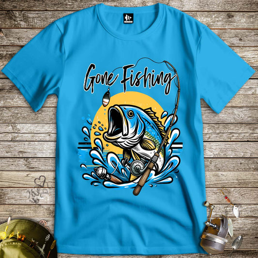 Gone Fishing Tee-funny fishing t shirt-FISH-ROOM LLC