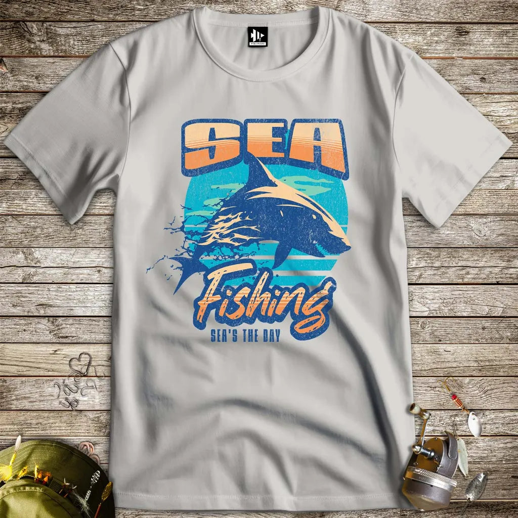 Sea Fishing, Sea's the Day Shark Tee Ice Grey T-Shirt