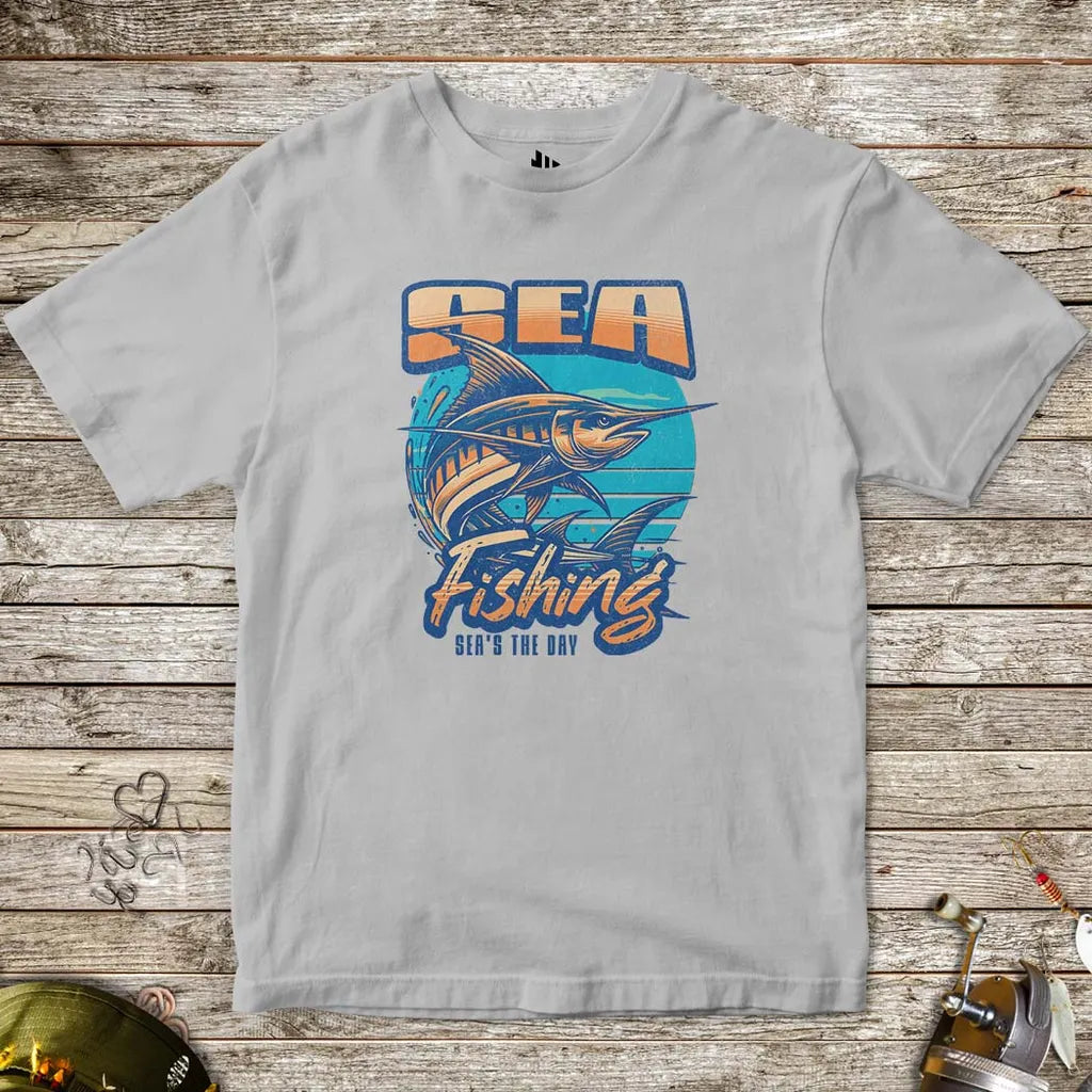 Sea Fishing, Sea's the day Tee for Kids Sport Grey Kids T-Shirt