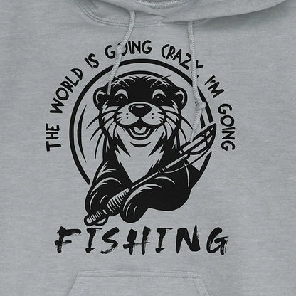 Sport Grey, The World is Going Crazy, I'm Going Fishing Hoodie – fish-room