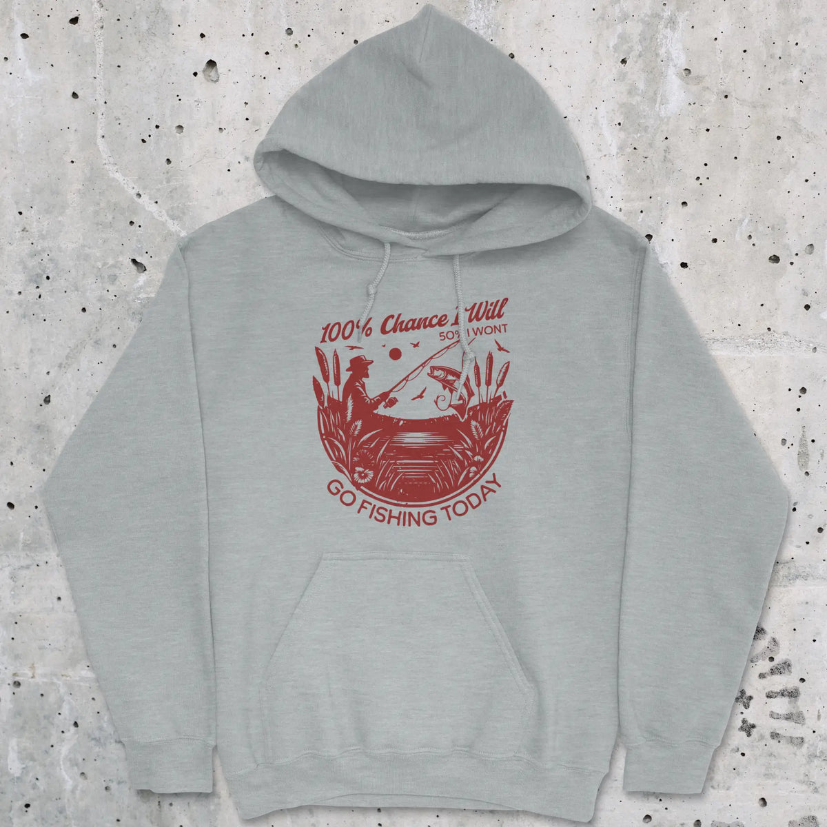 Sport Grey, 100% Fishing Day Hoodie – fish-room