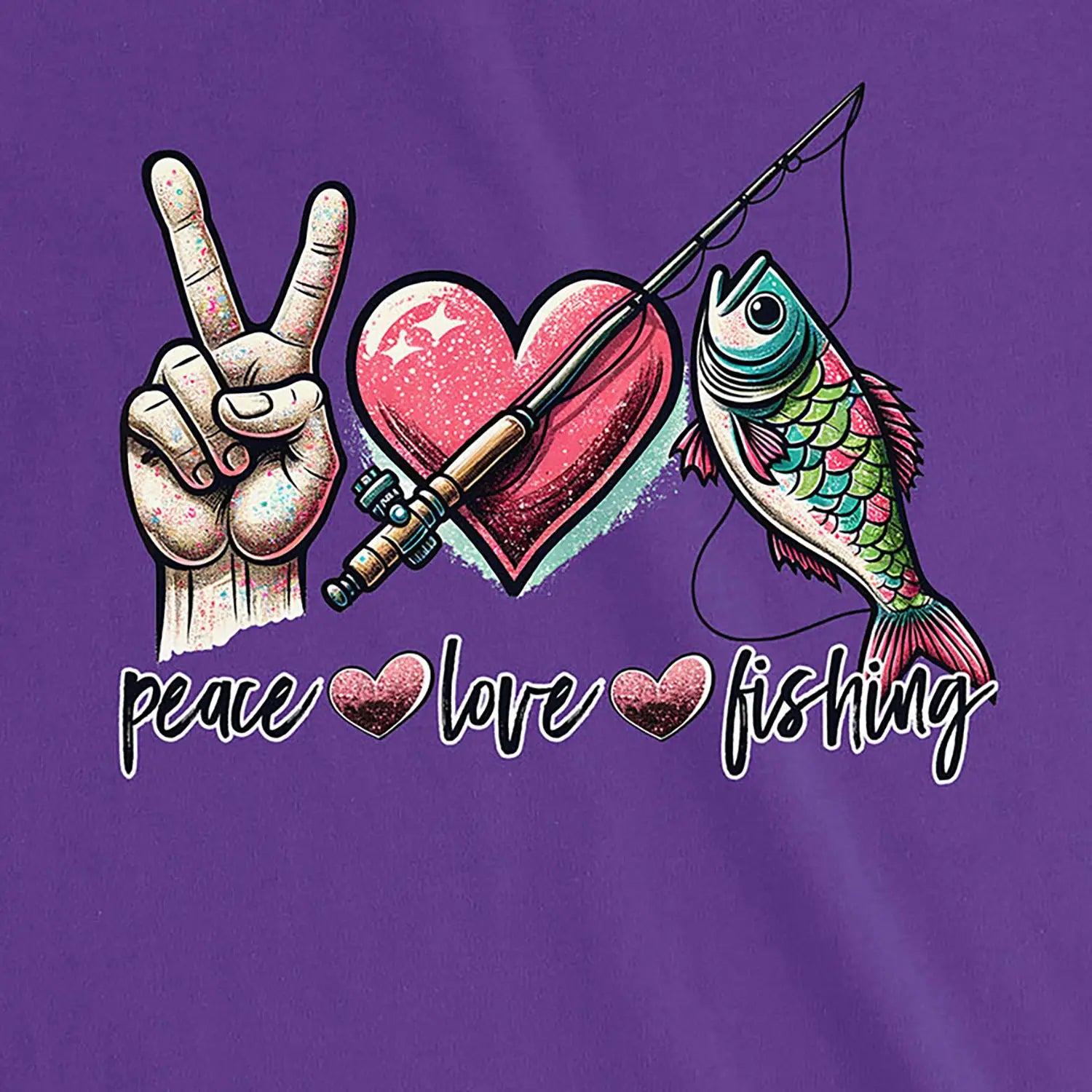 Team Purple, Peace Love Fishing Ladies’ Tee – fish-room
