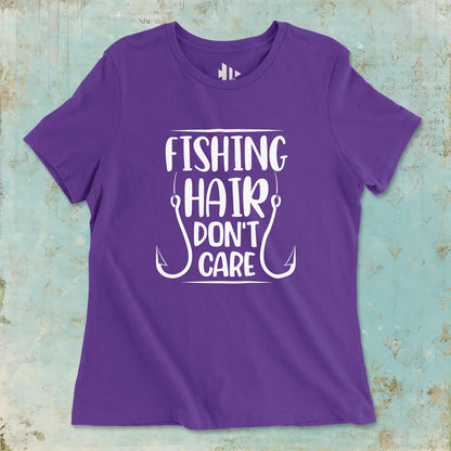 Team Purple, Fishing Hair Don't Care Ladies’ Tee – fish-room