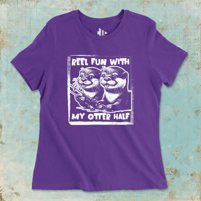 Team Purple, Reel Fun with My Otter Half Ladies’ Tee – fish-room