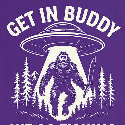 Team Purple, Get In Buddy, We Go Fishing Ladies’ Tee – fish-room