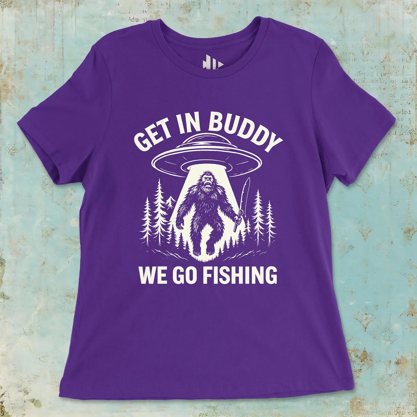 Team Purple, Get In Buddy, We Go Fishing Ladies’ Tee – fish-room