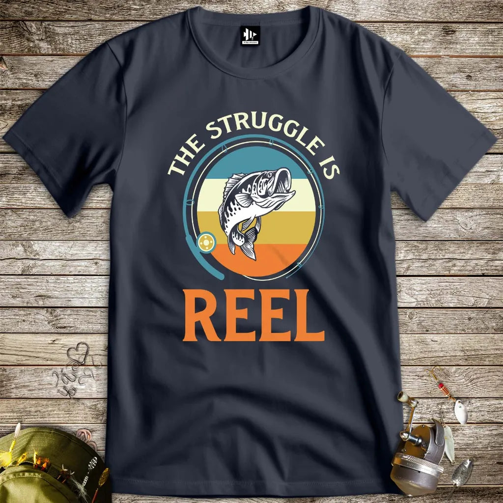 The Struggle Is Reel Tee Heather Navy T-Shirt