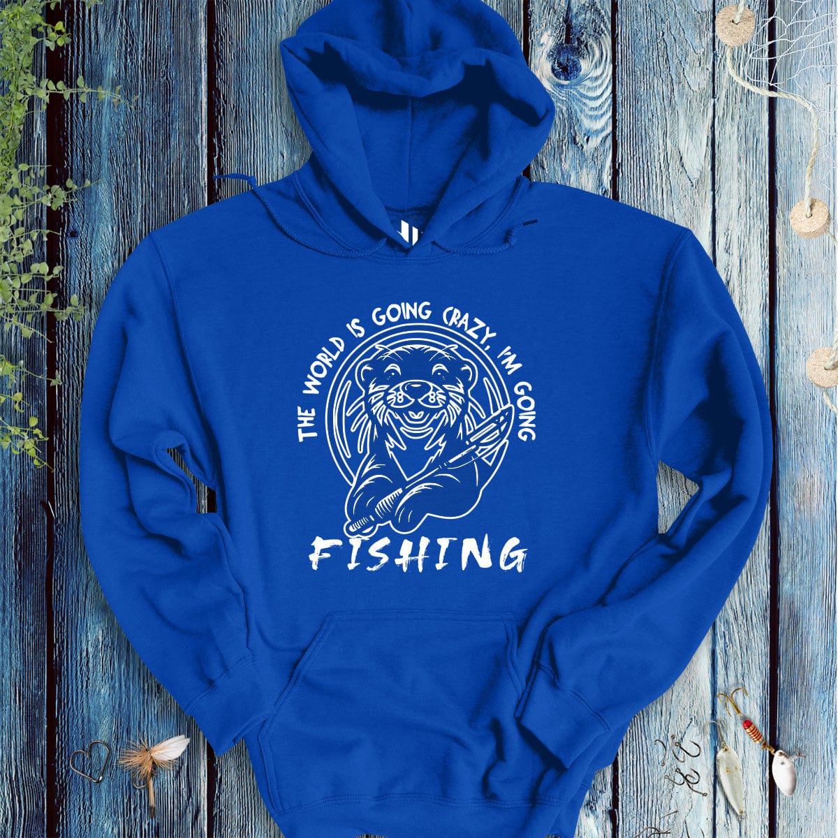 fish-room llc Hoodie Royal / S The World is Going Crazy, I'm Going Fishing Hoodie