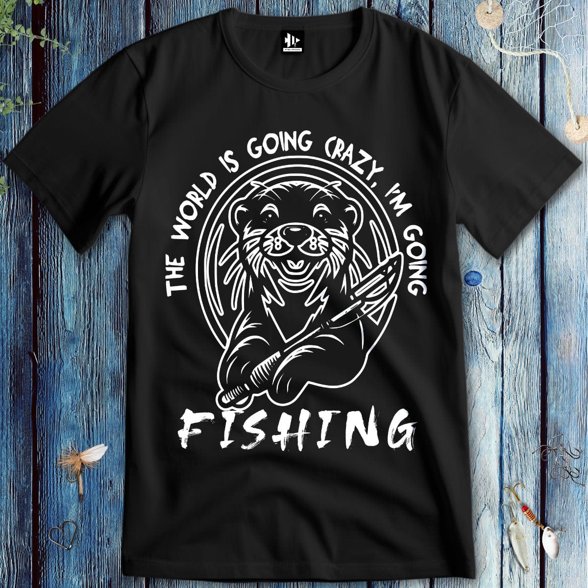 fish-room llc T-Shirt Black / S The World is Going Crazy, I'm Going Fishing T-Shirt